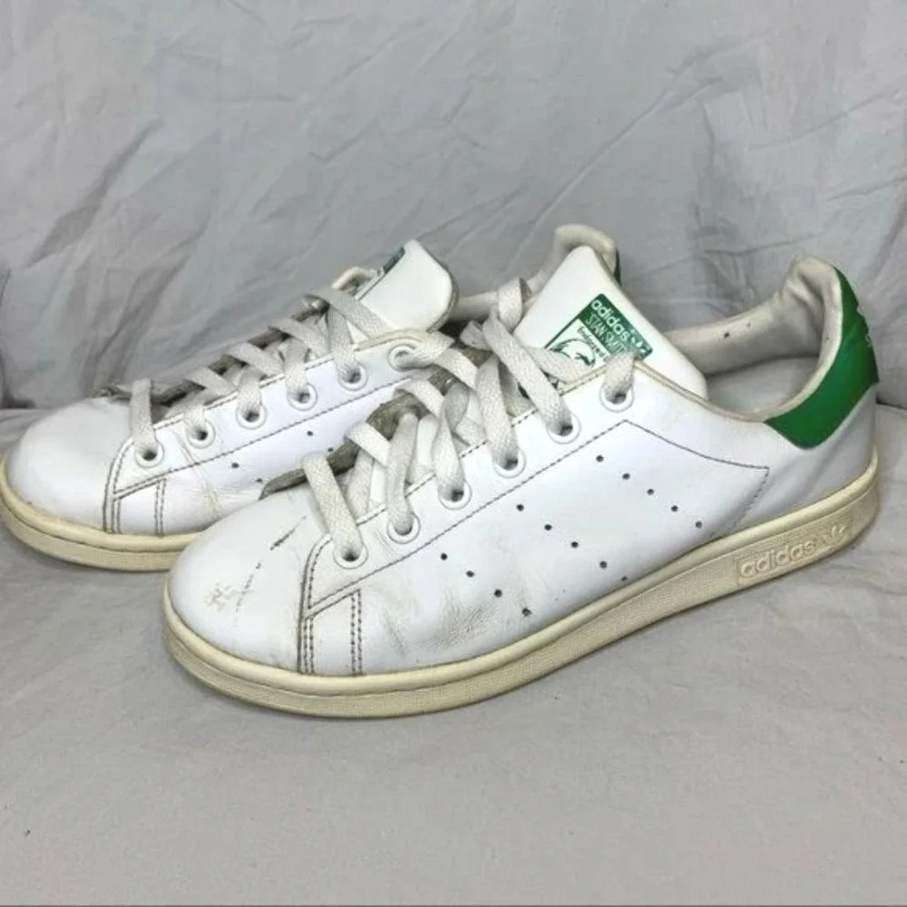Adidas Stan Smith White Green Leather Sneakers M20605 Mens 6.5‎ Womens 7.5